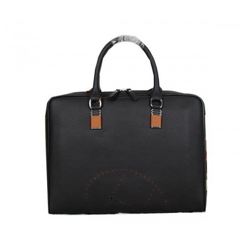 Cartella da uomo Hermes in pelle di vitello originale H95271 nera