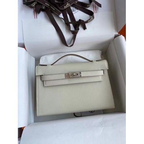 Hermes originale in pelle Epsom KEL2278 gesso e metallo tono argento