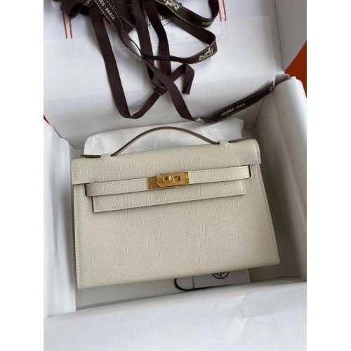 Hermes Original Epsom Leather KEL2278 Gesso e metallo tono oro