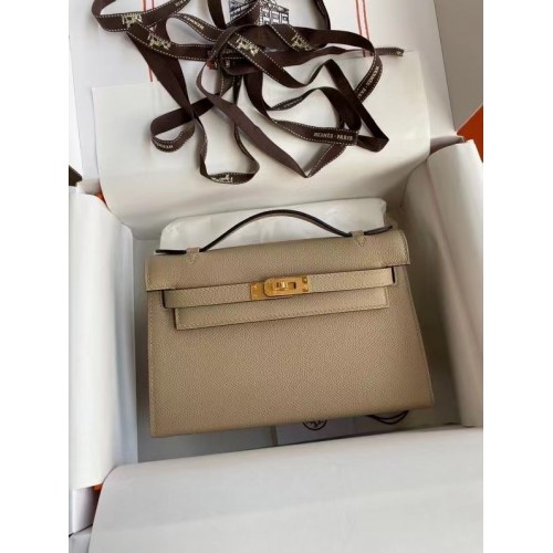 Hermes Original Epsom Leather KEL2278 grigio e metallo tono oro