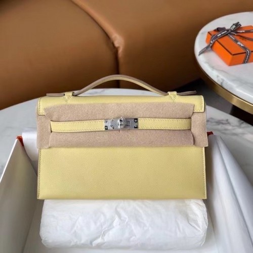 Hermes originale in pelle Epsom KEL2278 bianco perla e metallo tono argento