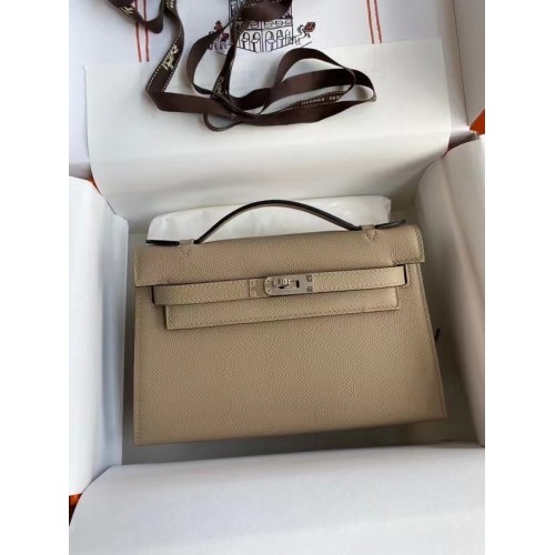 Hermes Original Epsom Leather KEL2278 grigio e metallo tono argento
