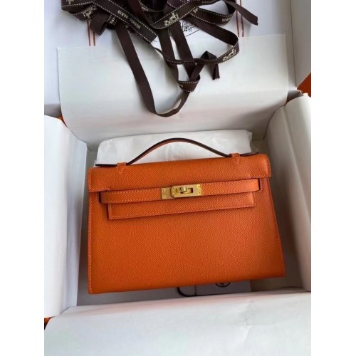 Hermes originale in pelle Epsom KEL2278 arancio e metallo tono oro