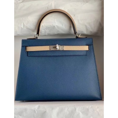 Hermes Original Epsom Leather KEL2578 blu e grigio