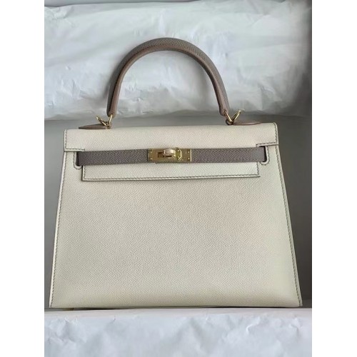 Hermes Original Epsom Leather KEL2578 crema e grigio