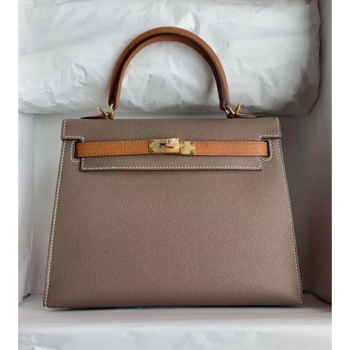 Hermes Original Epsom Leather KEL2578 grigio e marrone