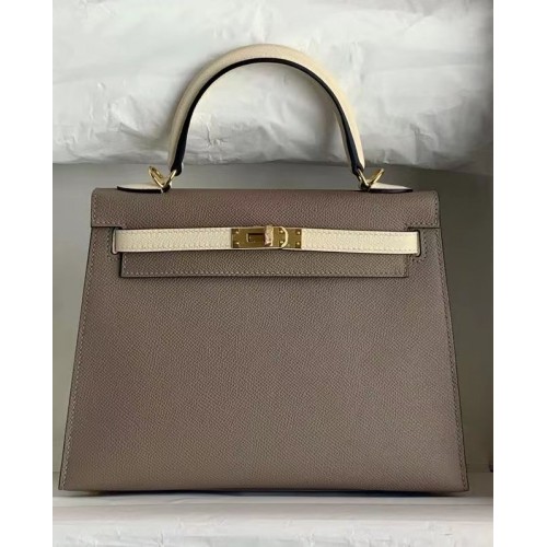Hermes Original Epsom Leather KEL2578 grigio e crema