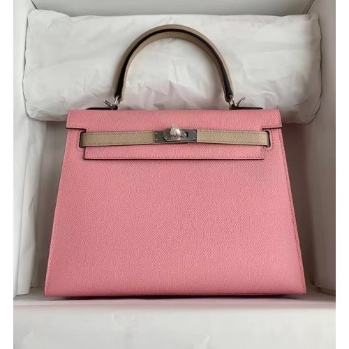 Hermes Original Epsom Leather KEL2578 rosa e grigio chiaro