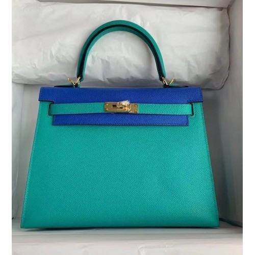 Hermes Original Epsom Leather KEL2578 blu cielo e blu ottico