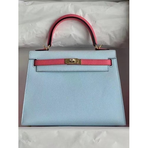 Hermes Original Epsom Leather KEL2578 celeste e rosa