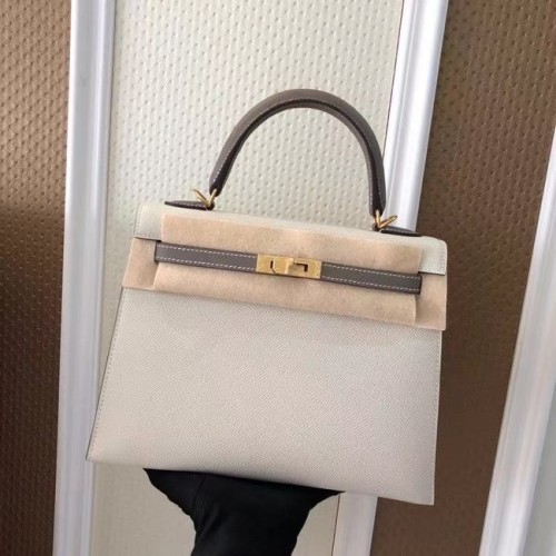 Hermes Original Epsom Leather KEL2578 bianco e grigio