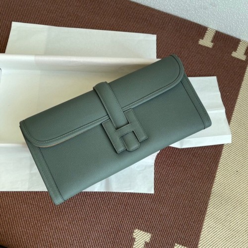 Hermes Original Espom Pochette in pelle 37088 Verde mandorla