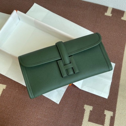 Hermes Original Espom Clutch in pelle 37088 verde nerastro