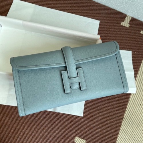 Hermes Original Espom Clutch in pelle 37088 azzurro