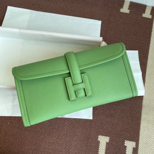 Hermes Original Espom Clutch in pelle 37088 verde chiaro