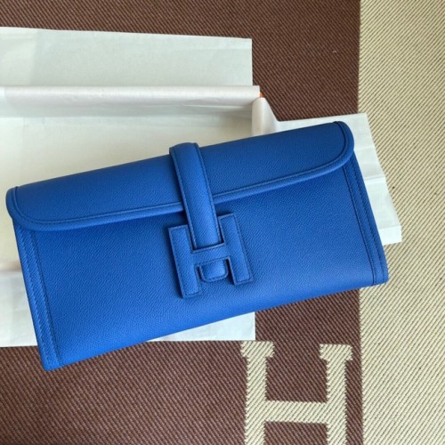 Hermes Original Espom Clutch in pelle 37088 blu ottico