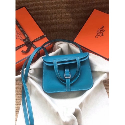 Mini borsa Hermes Original Halzan H069523 blu zanzibar
