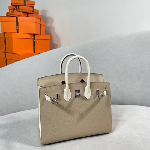 Hermes Original Togo Leather HB30O grigio chiaro e bianco