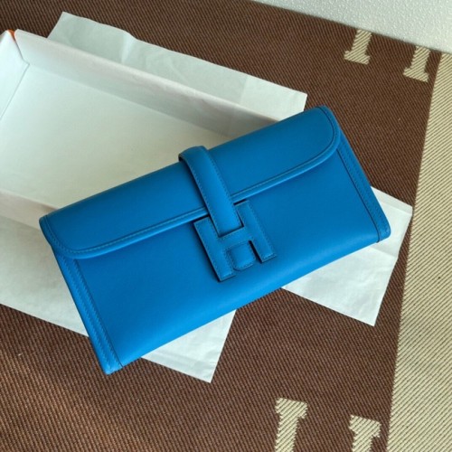 Hermes originale jige swift pochette in pelle 37088 blu