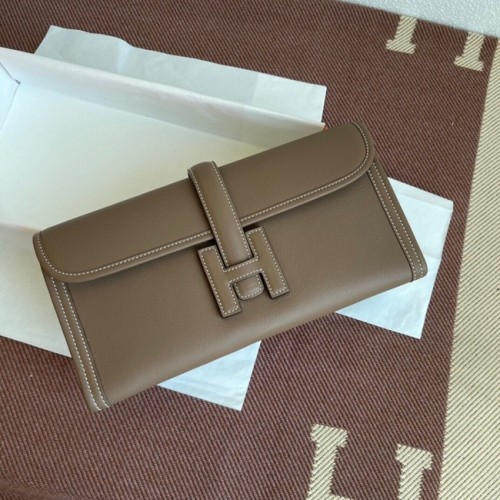 Hermes Original jige swift Leather Clutch 37088 grigio scuro