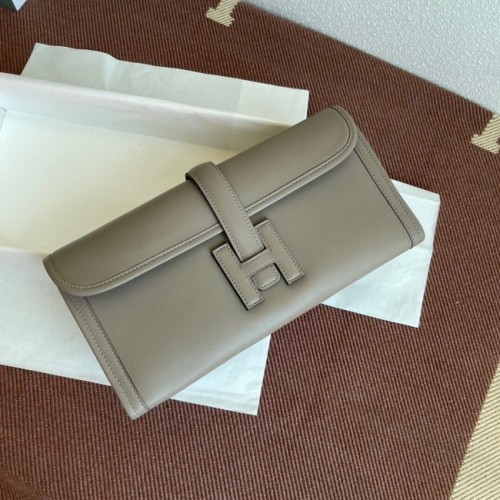 Hermes Original jige swift Leather Clutch 37088 grigio
