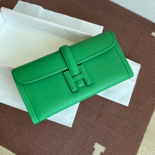 Hermes Original jige swift Pochette in pelle 37088 verde