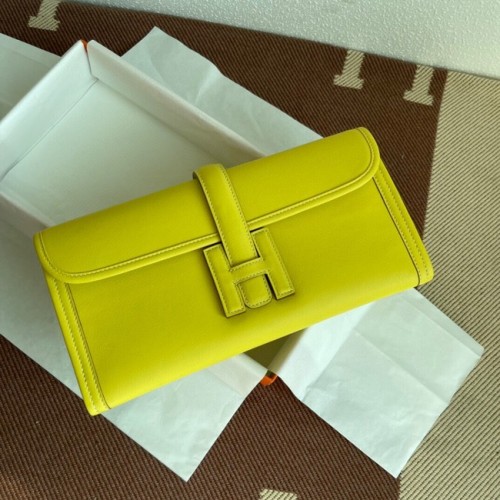 Hermes originale jige swift pochette in pelle 37088 limone