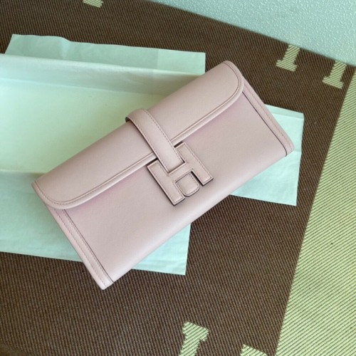 Hermes Original jige swift Pochette in pelle 37088 rosa chiaro