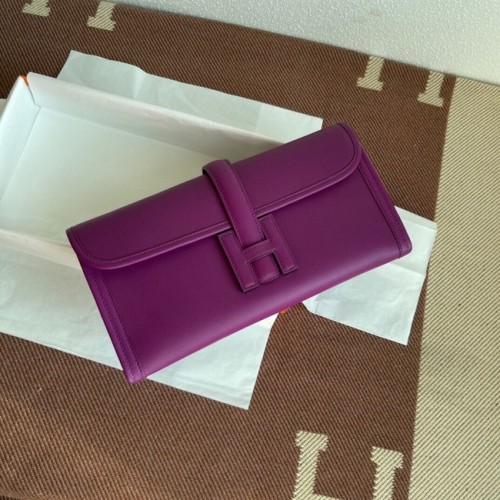 Hermes Original jige swift Pochette in pelle 37088 viola