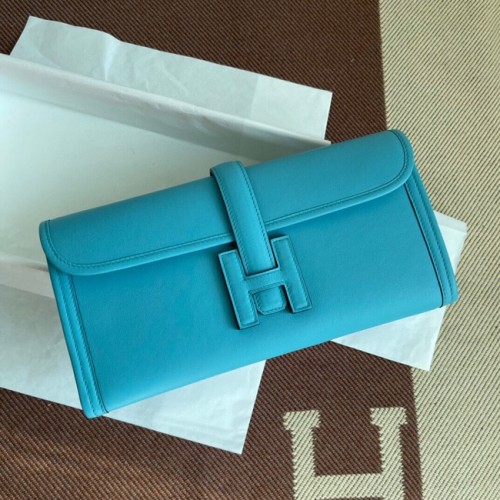 Hermes Original jige swift Leather Clutch 37088 azzurro cielo