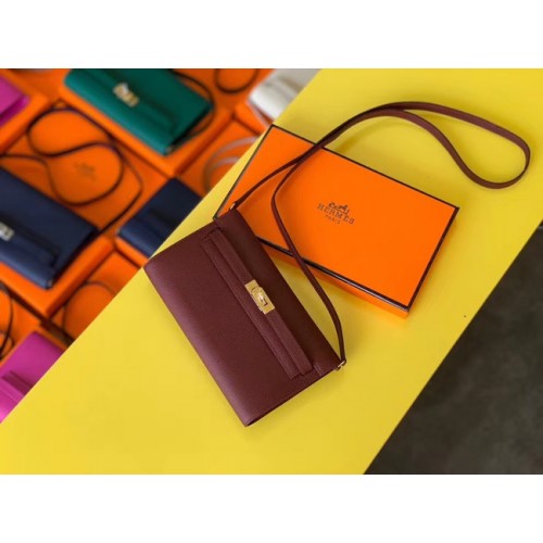 Hermes Original kelly espom in pelle per andare borsa woc H4087 Borgogna