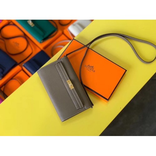 Hermes Original kelly espom in pelle per andare borsa woc H4087 grigio scuro