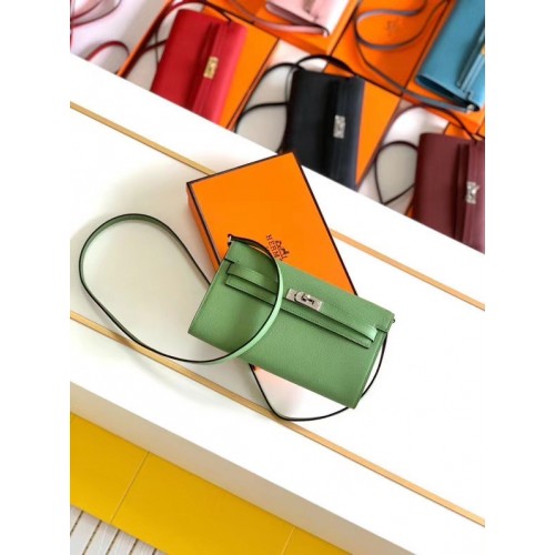 Hermes Original kelly espom in pelle per andare borsa woc H4087 verde