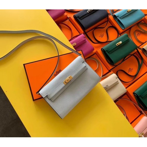 Hermes Original kelly espom in pelle per andare borsa woc H4087 azzurro