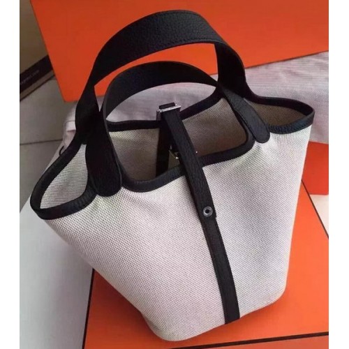 Hermes Picotin Blocco 18cm Borsa Tela HPL8618T Nero