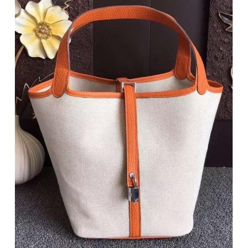 Hermes Picotin Blocco 18cm Borsa Tela HPL8618T Arancione