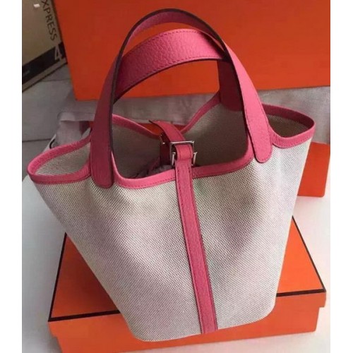Borsa Hermes Picotin Lock 18cm Tela HPL8618T Rosa
