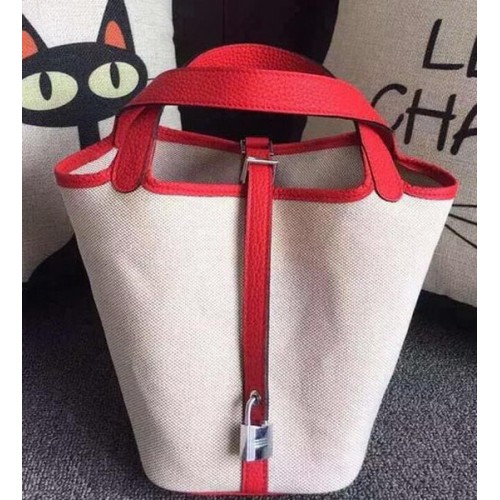 Hermes Picotin Blocco 18cm Borsa Tela HPL8618T Rosso