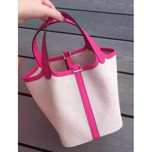 Hermes Picotin Blocco 18cm Borsa Tela HPL8618T Rosa