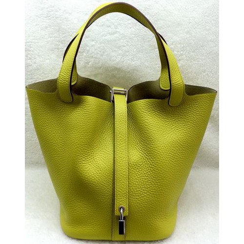 Hermes Picotin Blocco 22cm Borse Litchi Pelle HPL1048 Limone