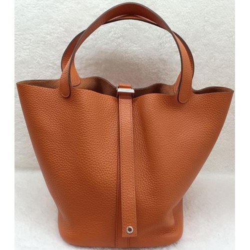 Hermes Picotin Blocco 22cm Borse Litchi Pelle HPL1048 Arancione