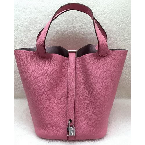 Hermes Picotin Blocco 22cm Borse Litchi Pelle HPL1048 Rosa