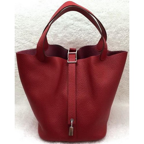 Hermes Picotin Blocco 22cm Borse Litchi Pelle HPL1048 Rosso