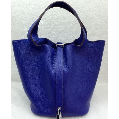 Hermes Picotin Lock 22cm Borse Litchi Leather HPL1048 Royal