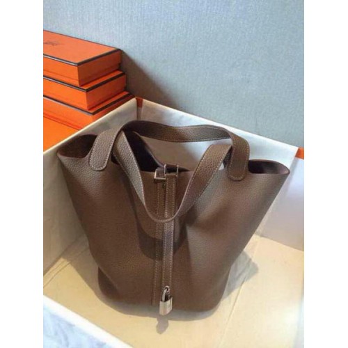 Hermes Picotin Blocco 22cm Borse Litchi Pelle HPT22 Grigio