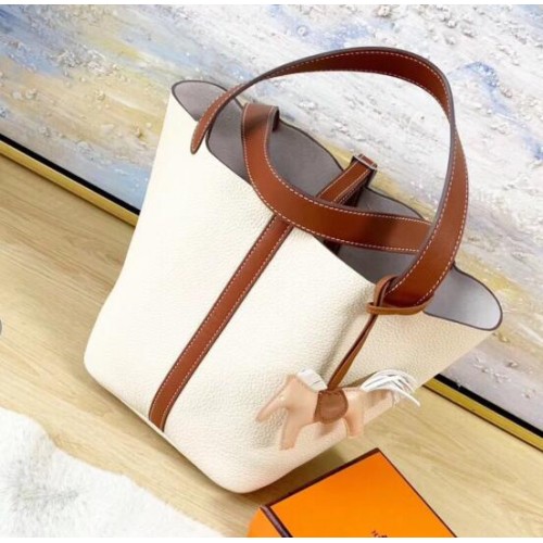 Hermes Picotin Lock 22cm Borse Litchi Leather HPT88 Bianco