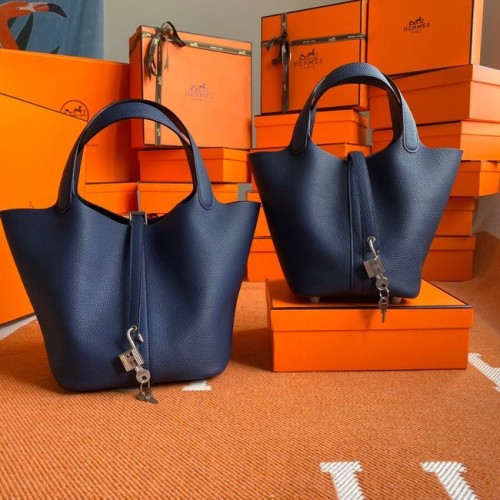 Hermes Picotin Lock Borse Original togo Pelle PL3388 Blu zaffiro