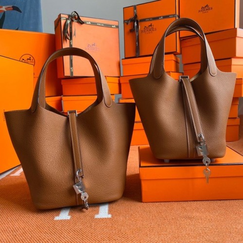 Hermes Picotin Blocco Borse Original togo Leather PL3388 marrone