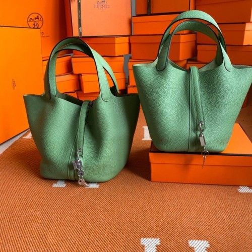 Borse Hermes Picotin Lock Original togo Pelle PL3388 verde chiaro