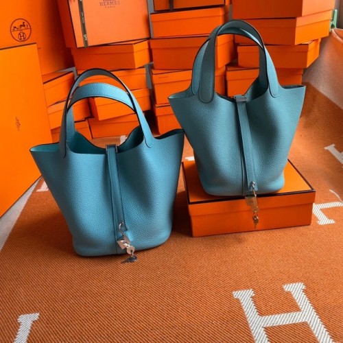 Borse Hermes Picotin Lock Original togo Leather PL3388 cielo blu